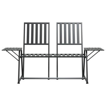 Banco de jardim de 2 lugares 165 cm aço preto