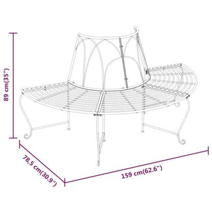 Banco para árvore semicircular Ø159 cm aço preto