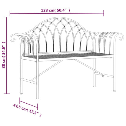 Banco de jardim de 2 lugares 128 cm aço preto