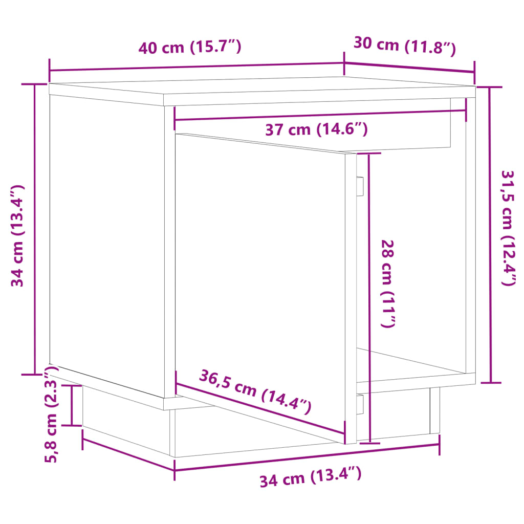 Mesas de cabeceira 2 pcs 40x30x40 cm pinho maciço cinza