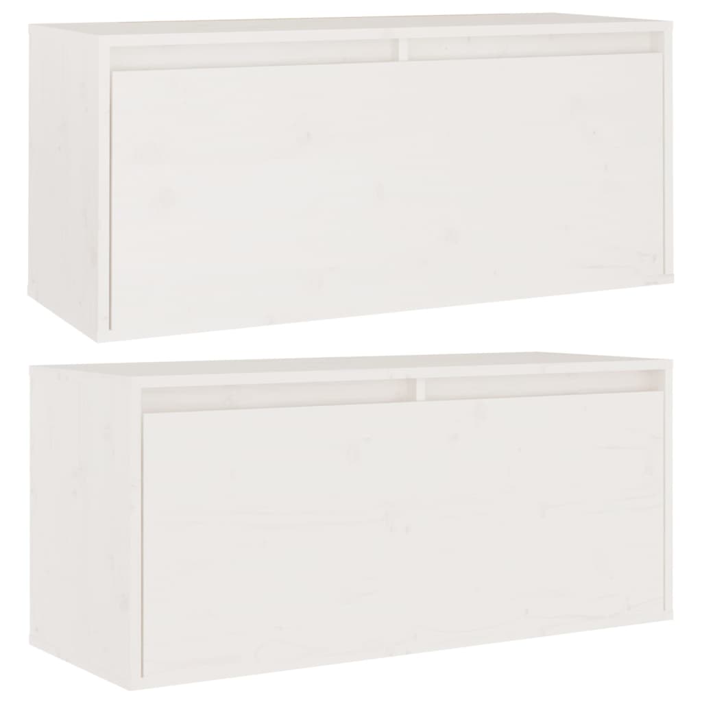 Armários de parede 2 pcs 80x30x35 cm pinho maciço branco