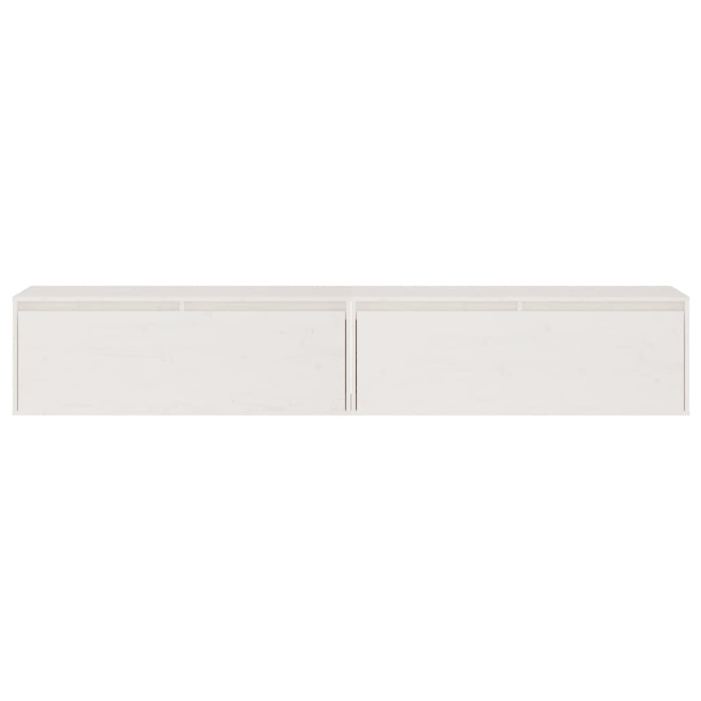 Armários de parede 2 pcs 100x30x35 cm pinho maciço branco