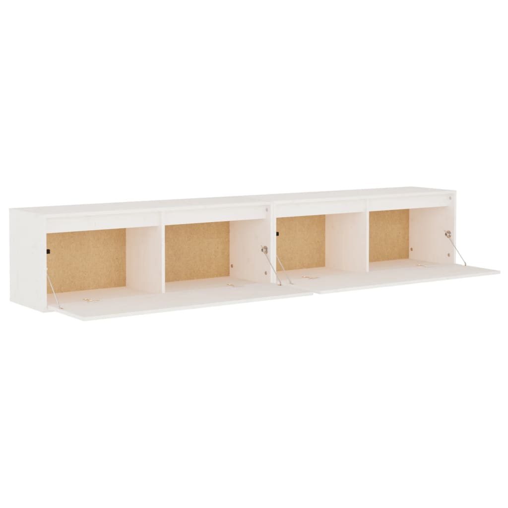 Armários de parede 2 pcs 100x30x35 cm pinho maciço branco