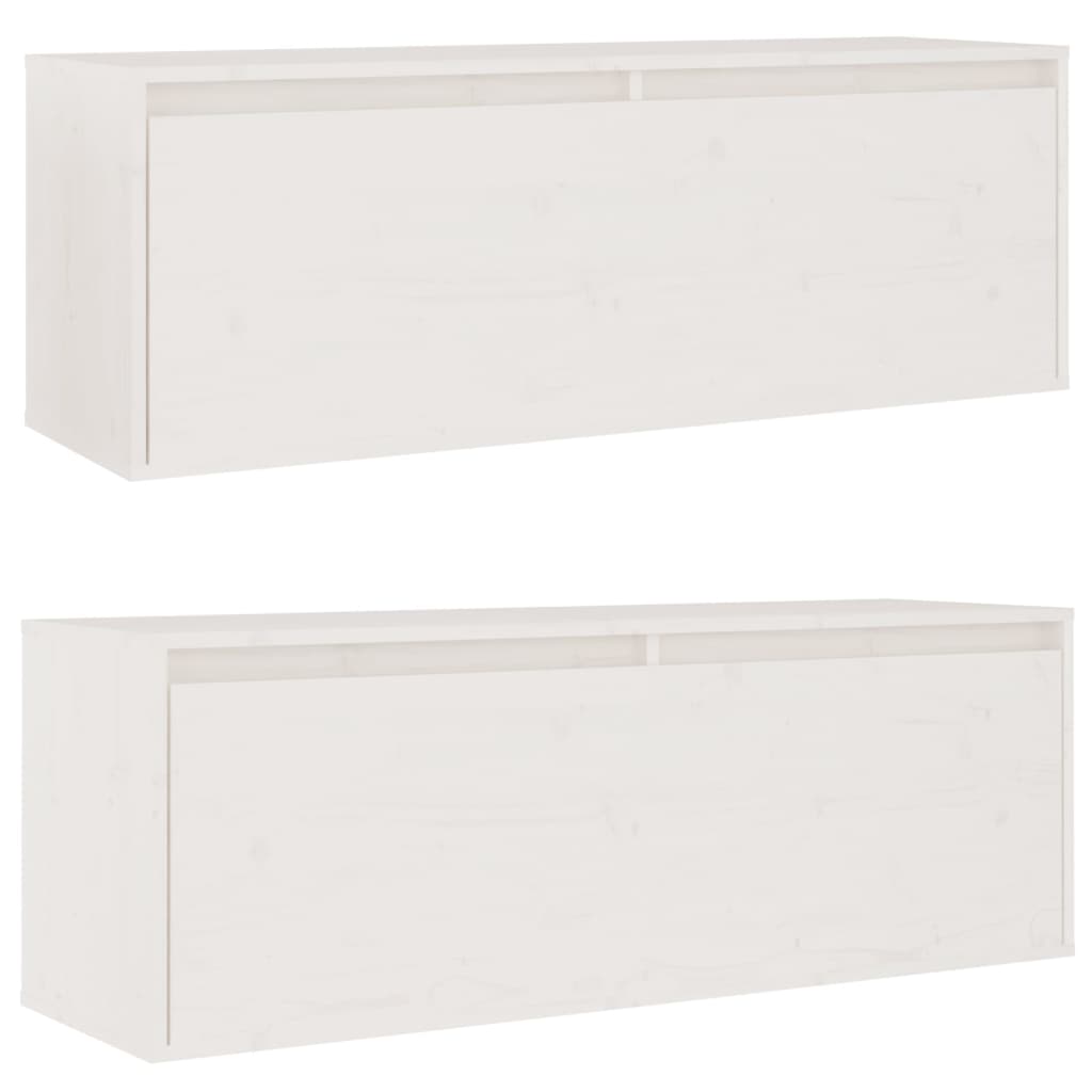 Armários de parede 2 pcs 100x30x35 cm pinho maciço branco