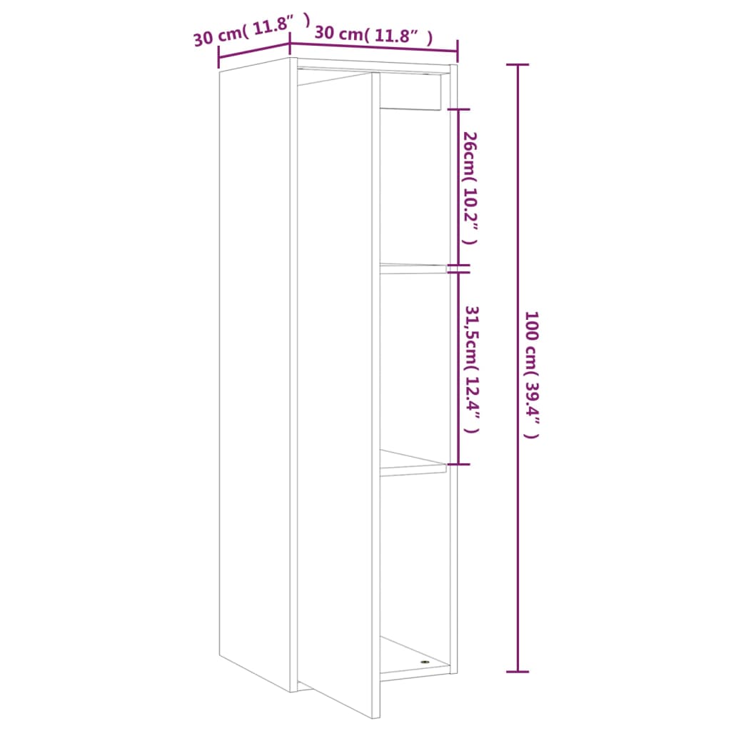 Armários de parede 2 pcs 30x30x100 cm pinho maciço branco