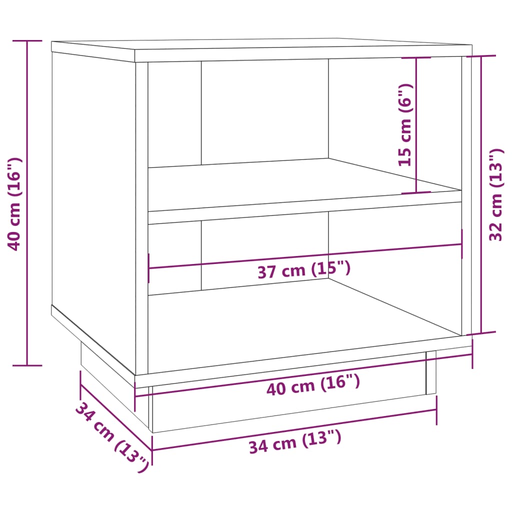 Mesa de cabeceira 40x34x40 cm pinho maciço castanho mel