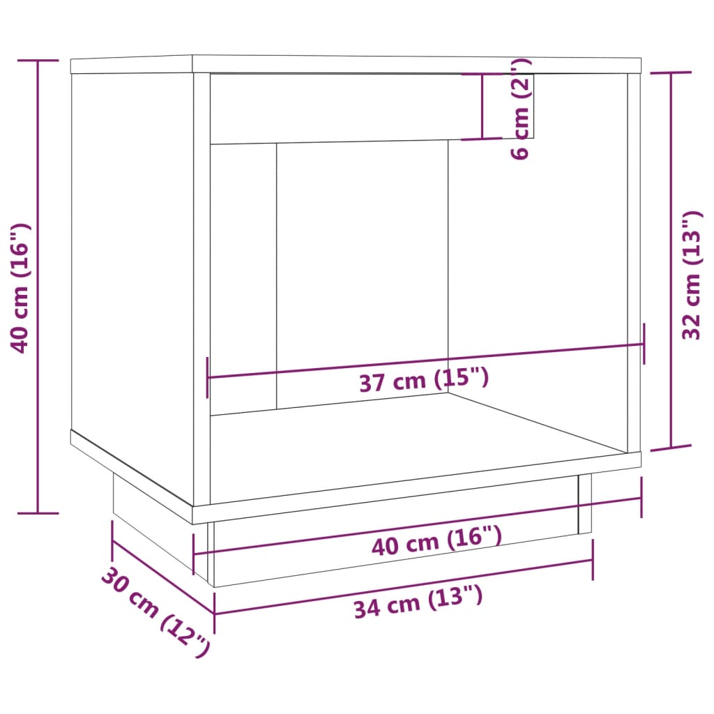 Mesas de cabeceira 2 pcs 40x30x40 cm pinho maciço preto