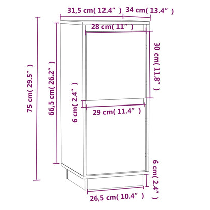 Aparadores 2 pcs 31,5x34x75 cm madeira de pinho maciça branco