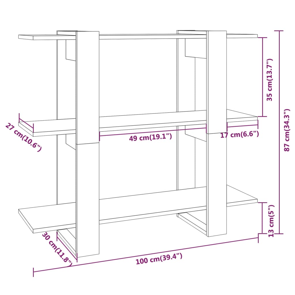 Estante/divisória 100x30x87 cm branco