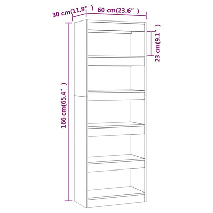 Estante/divisória 60x30x166 cm contraplacado branco brilhante