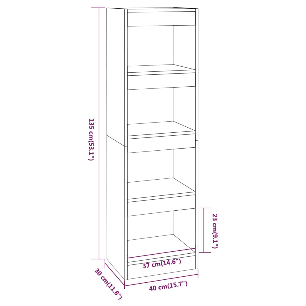 Estante/divisória 40x30x135 cm cor sonoma cinza