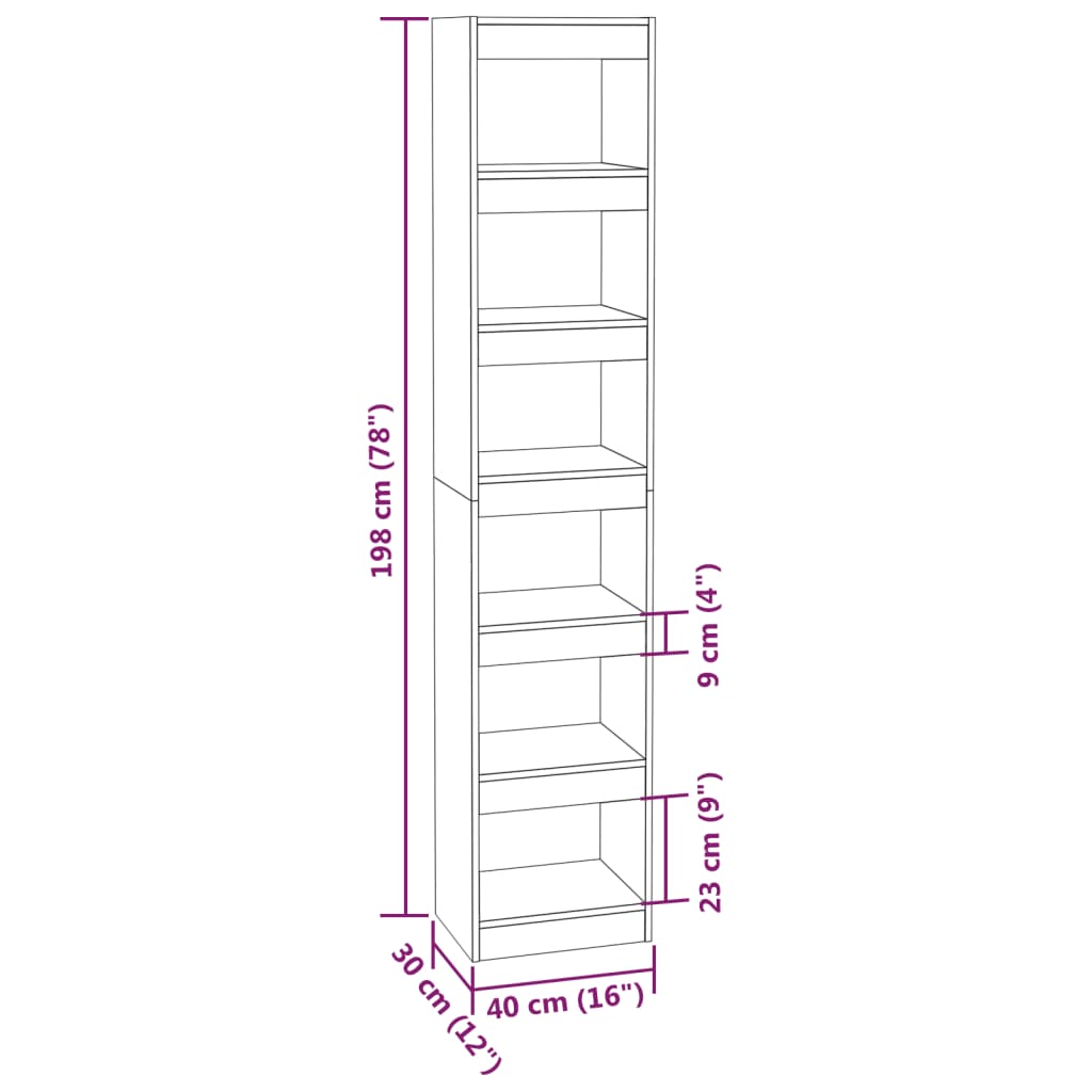 Estante/divisória 40x30x198 cm cor sonoma cinza