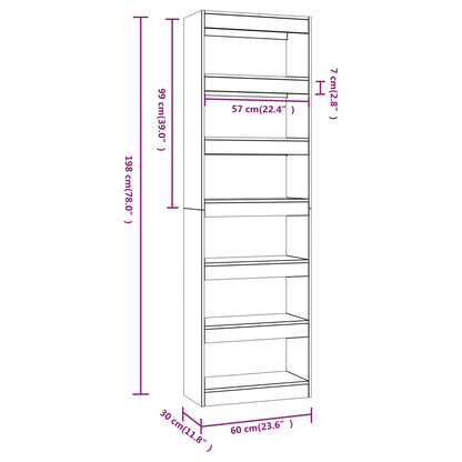 Estante/divisória 60x30x198 cm cor sonoma cinza