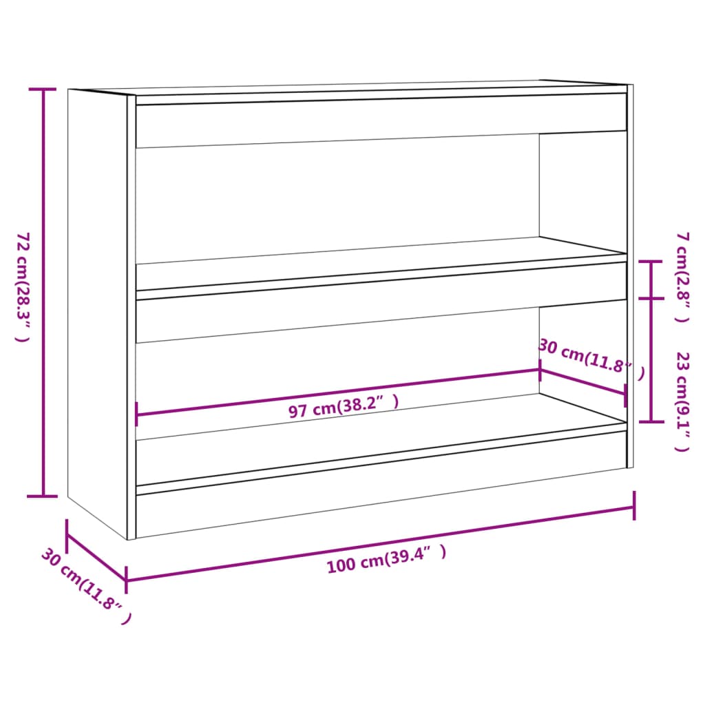 Estante/divisória 100x30x72 cm cor sonoma cinza