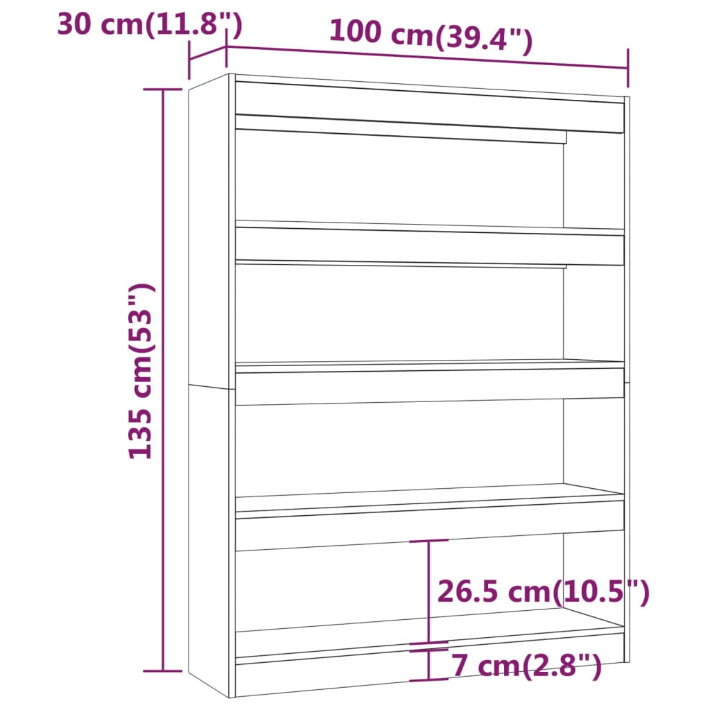 Estante/divisória 100x30x135 cm cor sonoma cinza