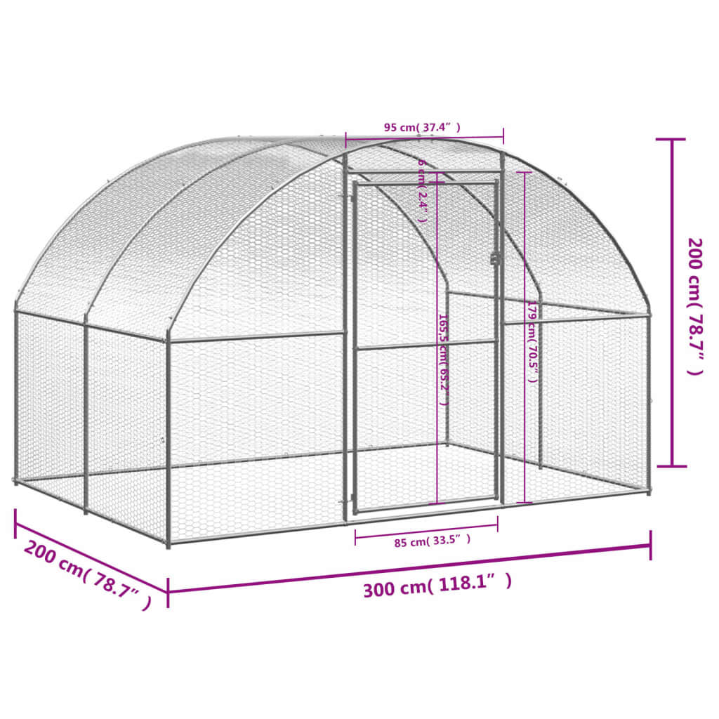 Galinheiro de exterior 3x2x2 m aço galvanizado