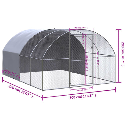 Galinheiro de exterior 3x4x2 m aço galvanizado