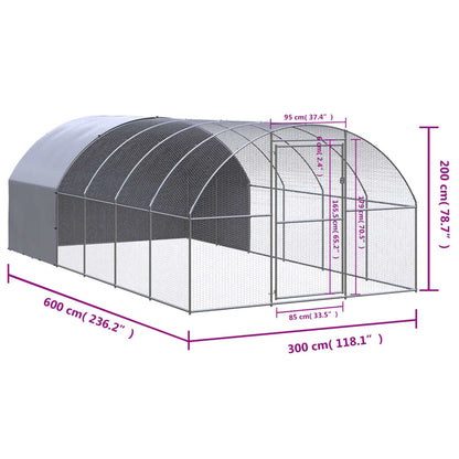 Galinheiro de exterior 3x6x2 m aço galvanizado