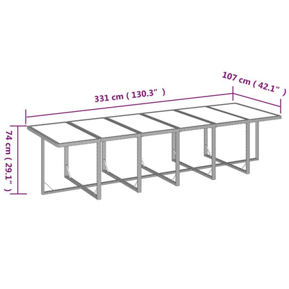 13 pcs conjunto jantar p/ jardim c/ almofadões vime PE preto