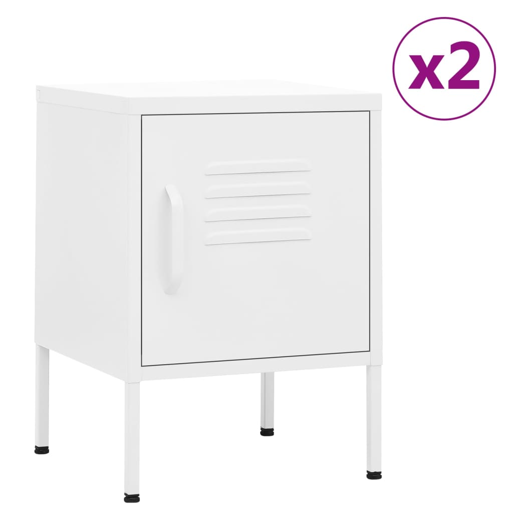 Mesas de cabeceira 2 pcs 35x35x51 cm aço cor branco