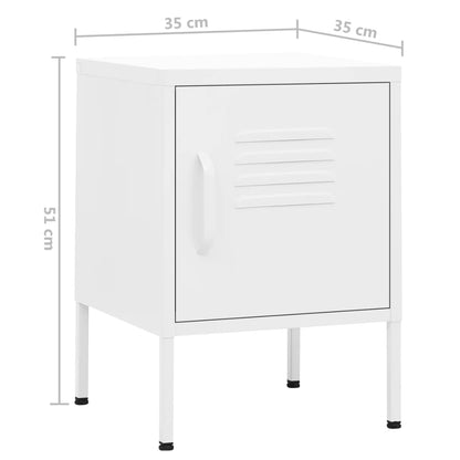 Mesas de cabeceira 2 pcs 35x35x51 cm aço cor branco