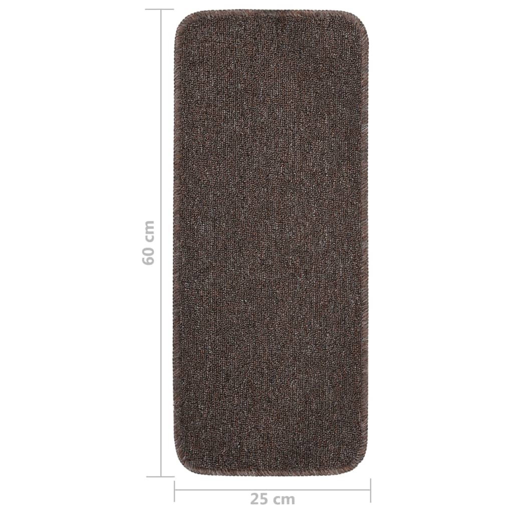 Tapetes antiderrapantes retang. escadas 15pcs 60x25 cm castanho