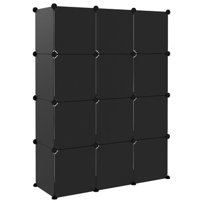 Organizador de arrumação com 12 cubos PP preto