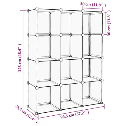 Organizador de arrumação com 12 cubos PP preto