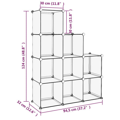 Organizador de arrumação com 9 cubos PP preto