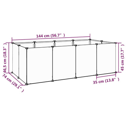 Gaiola para animais pequenos 144x74x46,5 cm PP e aço preto