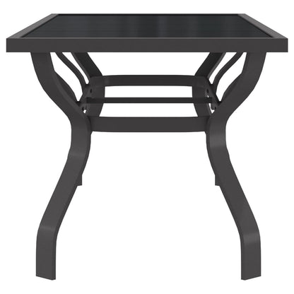 Mesa de jardim 180x80x70 cm aço e vidro cinza/preto