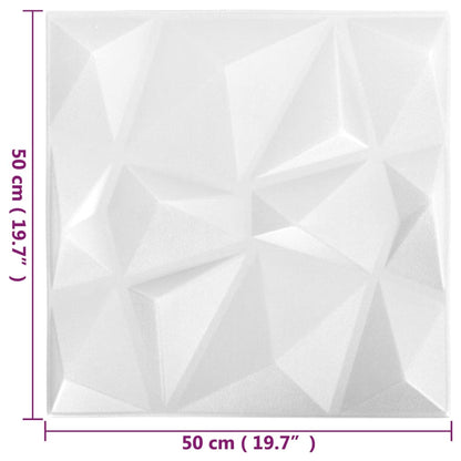 Painéis de parede 3D 24 pcs 50x50 cm 6 m² branco diamante