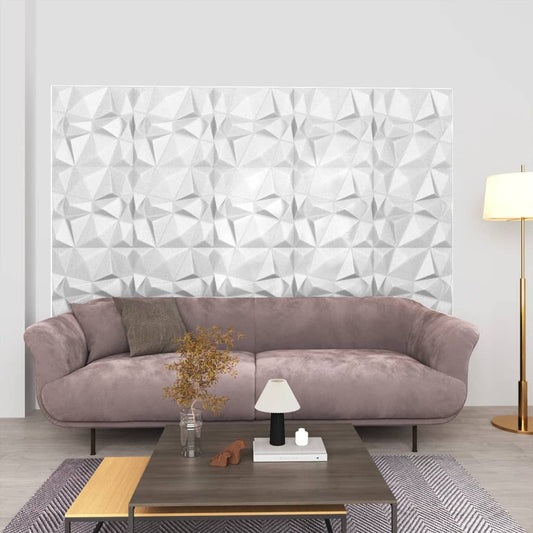 Painéis de parede 3D 24 pcs 50x50 cm 6 m² branco diamante