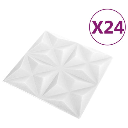 Painéis de parede 3D 24 pcs 50x50 cm 6 m² origami branco