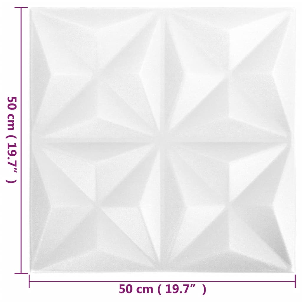 Painéis de parede 3D 24 pcs 50x50 cm 6 m² origami branco