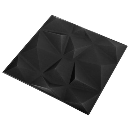 Painéis de parede 3D 24 pcs 50x50 cm 6 m² preto diamante