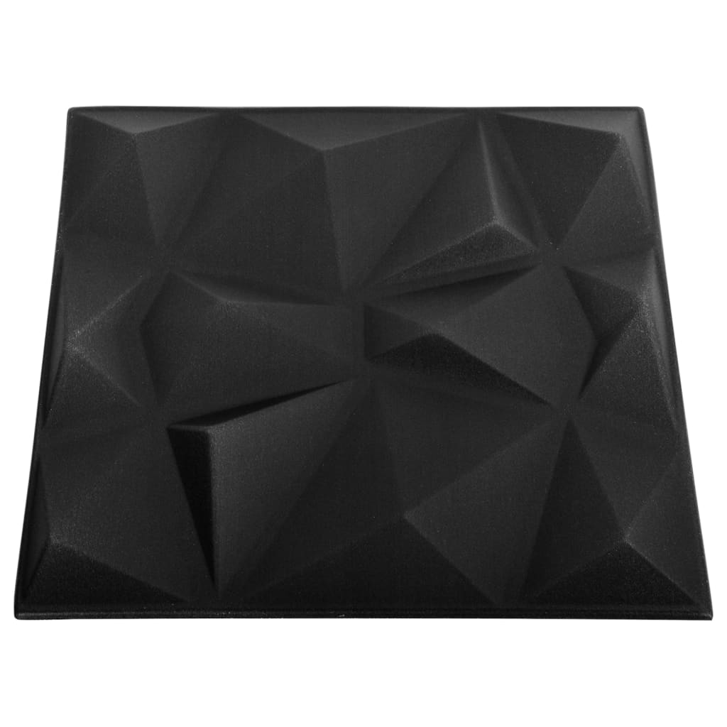 Painéis de parede 3D 24 pcs 50x50 cm 6 m² preto diamante