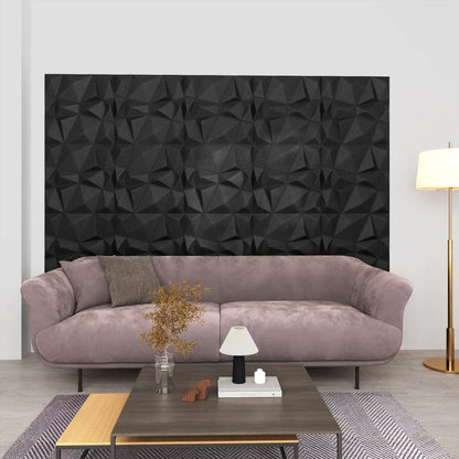 Painéis de parede 3D 24 pcs 50x50 cm 6 m² preto diamante