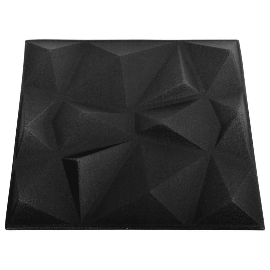 Painéis de parede 3D 48 pcs 50x50 cm 12 m² preto diamante