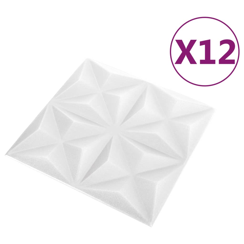 Painéis de parede 3D 12 pcs 50x50 cm 3 m² branco origami