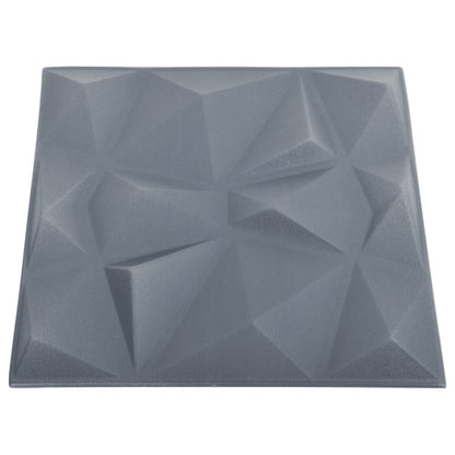 Painéis de parede 3D 12 pcs 50x50 cm 3 m² cinza diamante