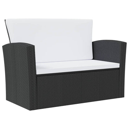 8 pcs conjunto lounge de jardim c/ almofadões vime PE preto