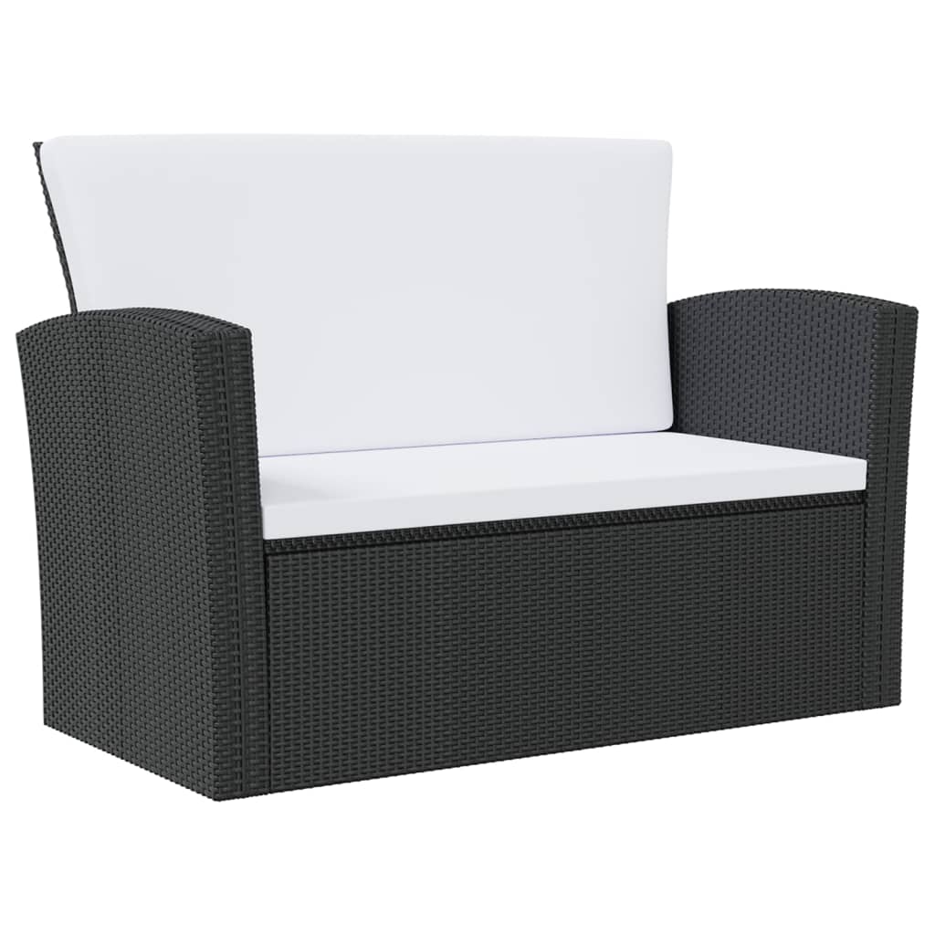 16 pcs conjunto lounge de jardim c/ almofadões vime PE preto