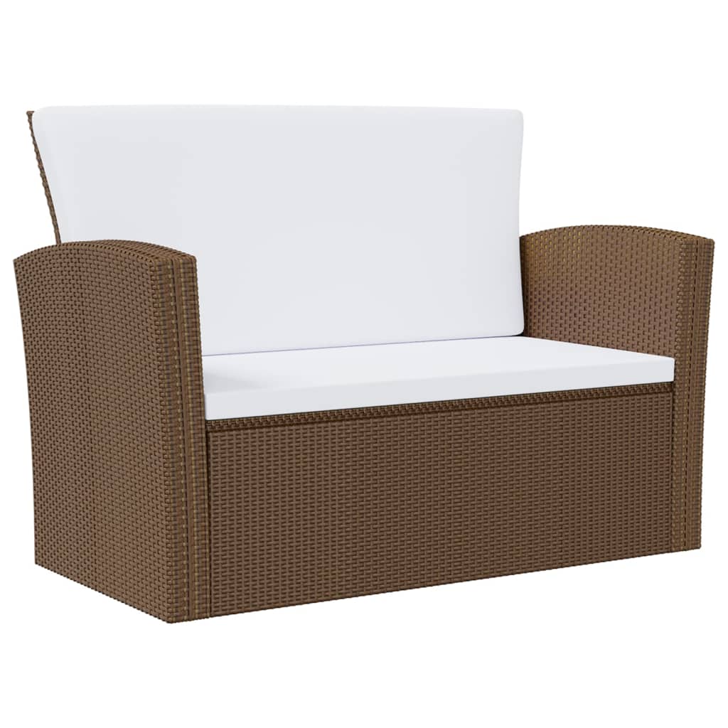 8 pcs conjunto lounge jardim c/ almofadões vime PE castanho