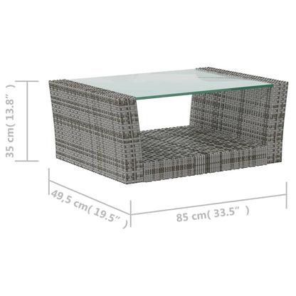 8 pcs conjunto lounge de jardim c/ almofadões vime PE cinzento