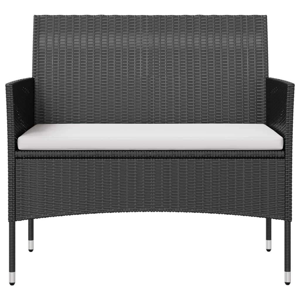 8 pcs conjunto lounge de jardim c/ almofadões vime PE preto