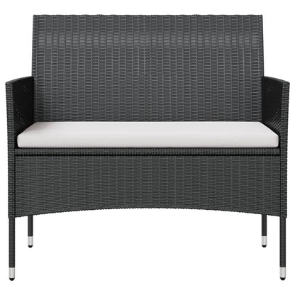 8 pcs conjunto lounge de jardim c/ almofadões vime PE preto