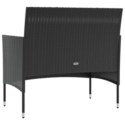 8 pcs conjunto lounge de jardim c/ almofadões vime PE preto