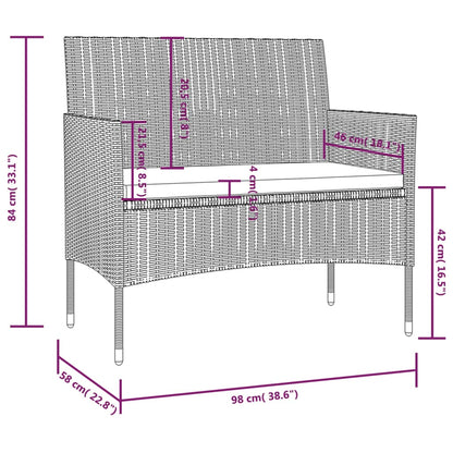 8 pcs conjunto lounge de jardim c/ almofadões vime PE preto