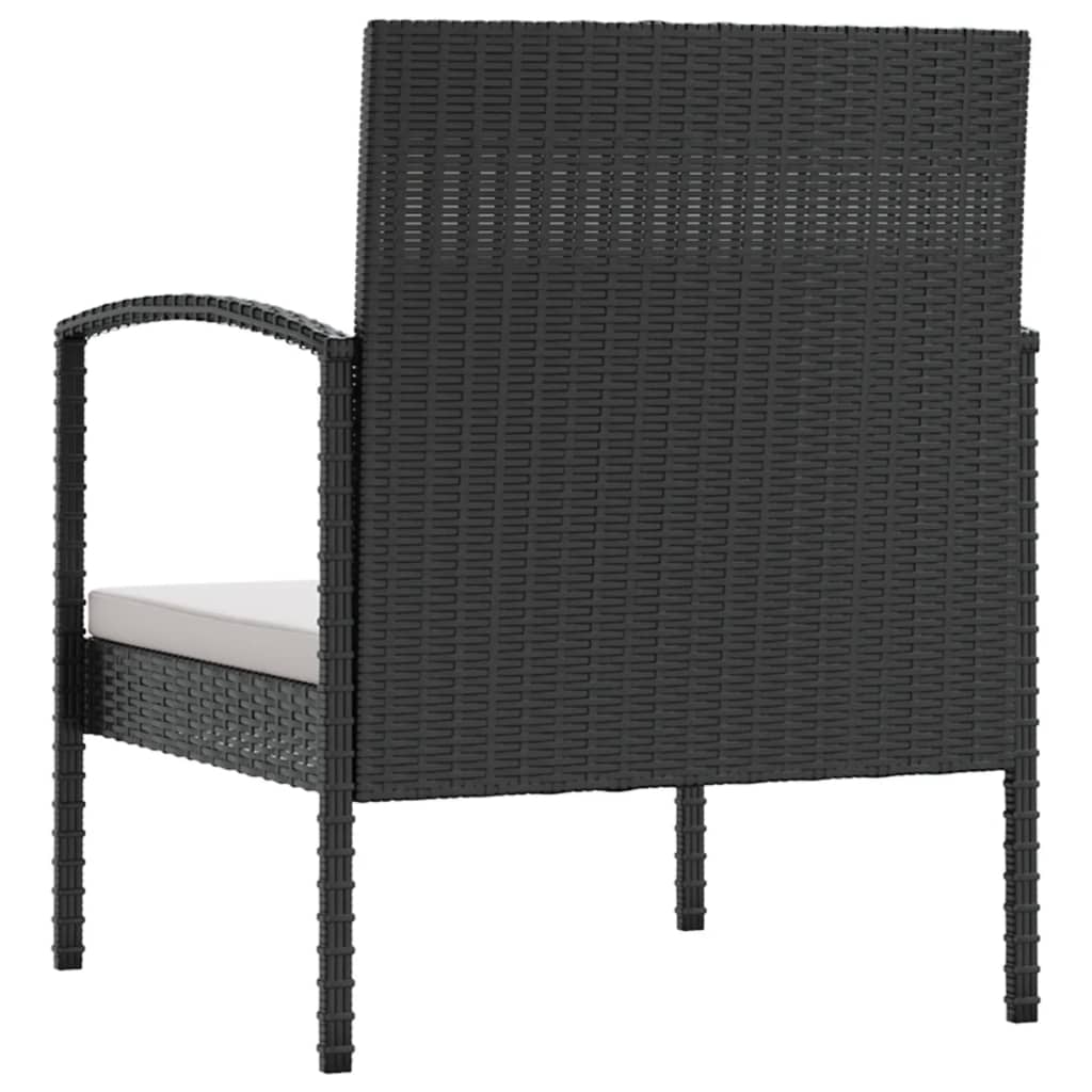 8 pcs conjunto lounge de jardim c/ almofadões vime PE preto